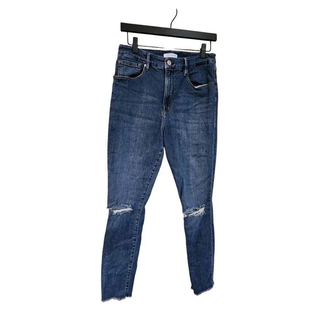 Good American Good Legs Crop Distressed Skinny Jeans Womens Size 12/31 Medium Wa
